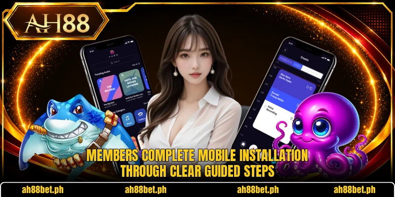 Members complete mobile installation through clear guided steps